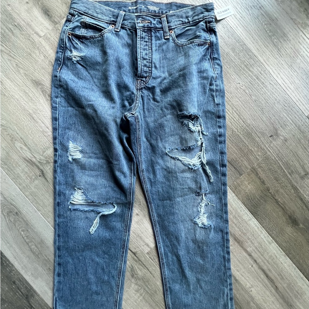 💙NEW💙Old Navy high-waisted slouchy straight cropped and ripped jeans